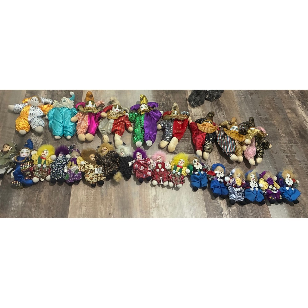 Vintage Porcelain Head Clown Jester Doll Lot Mixed Circus Figures